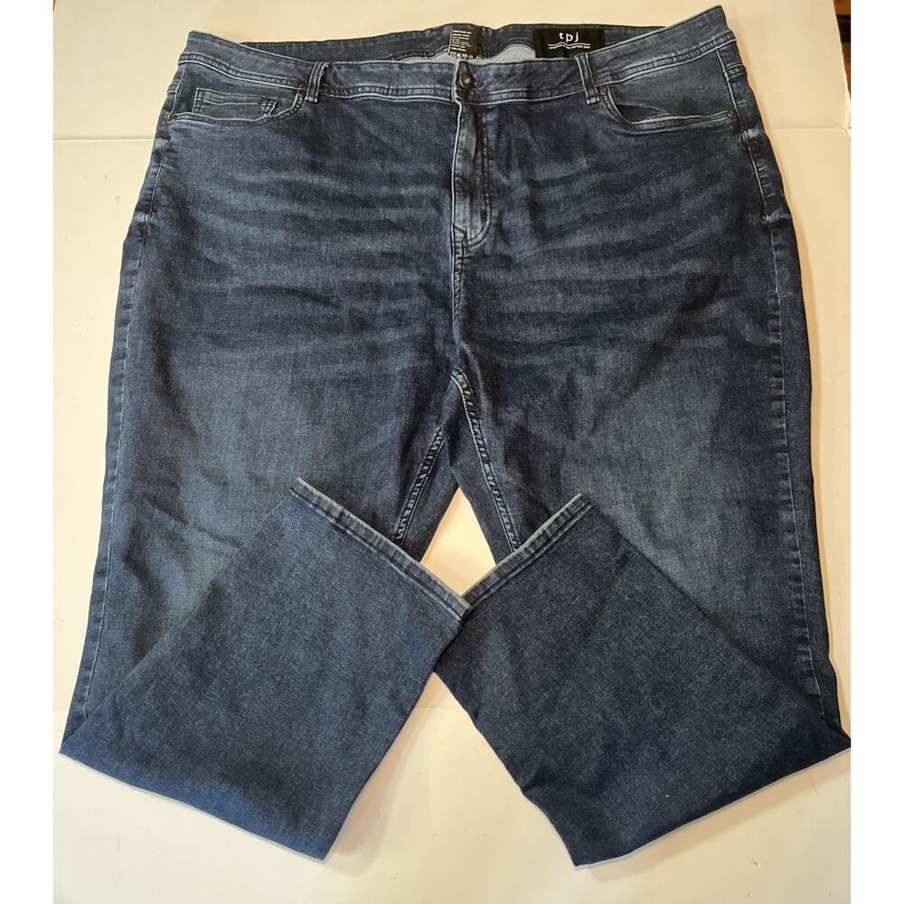 TPJ Jeans Mens 48x30 Blue Slim Thick Stretch Denim Straight Fit Comfort Modern